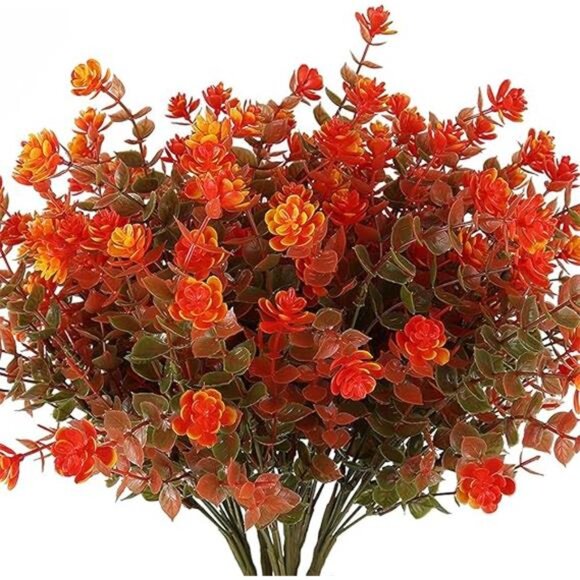 8 Bundles Artificial Fall Flowers No Fade Faux Autumn Plants,Fake Indoor Outdoor - Picture 7 of 7
